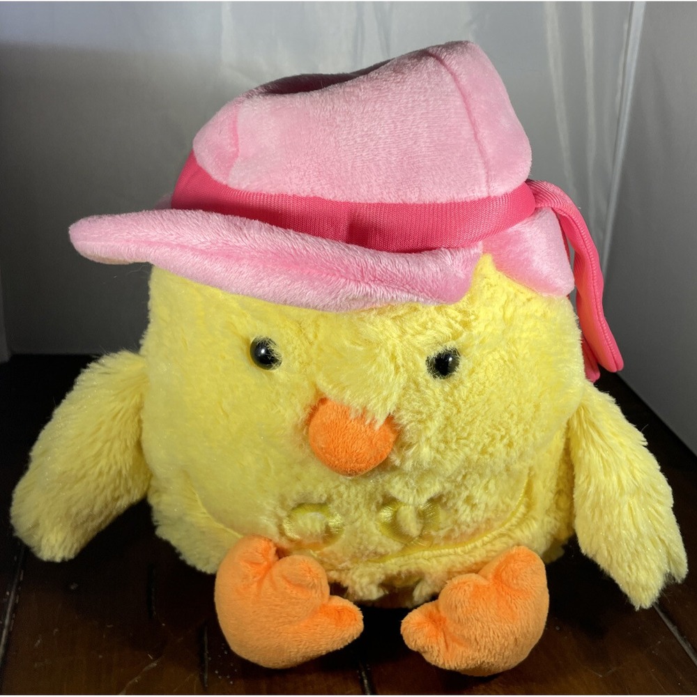 Animal Adventure Small Plush Yellow Pink Hat Easter Chick Stuffed Animal Toy